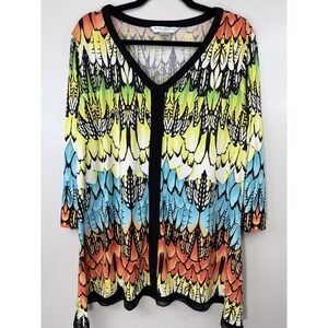 Peter Nygard Plus Size V Neck Magnified Butterfly Print Size‎ 2X